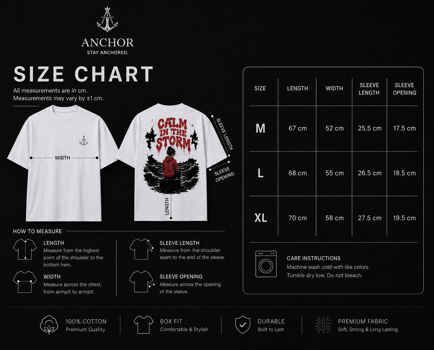 Anchor Premium Box Fit Tee – Calm in the Storm