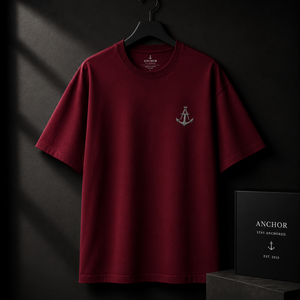 Anchor Women's Calm In The Storm Box Fit T-Shirt – Burgundy