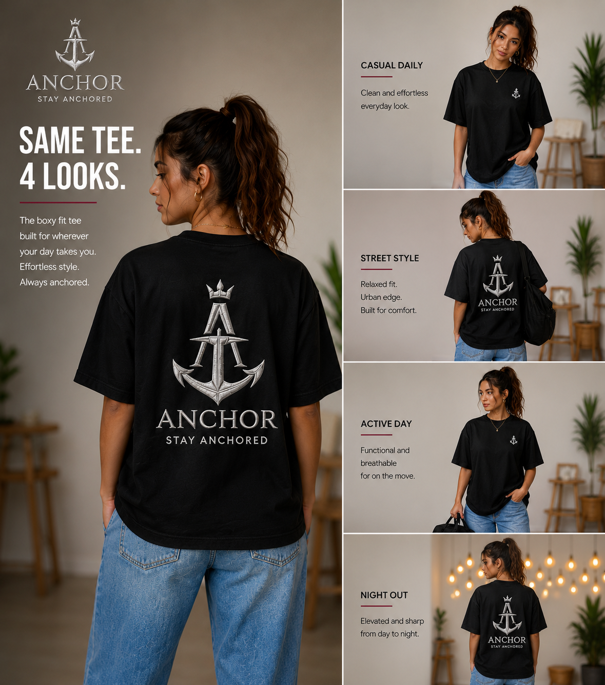 Anchor Black Box Fit T-Shirt – Signature Back Graphic Edition