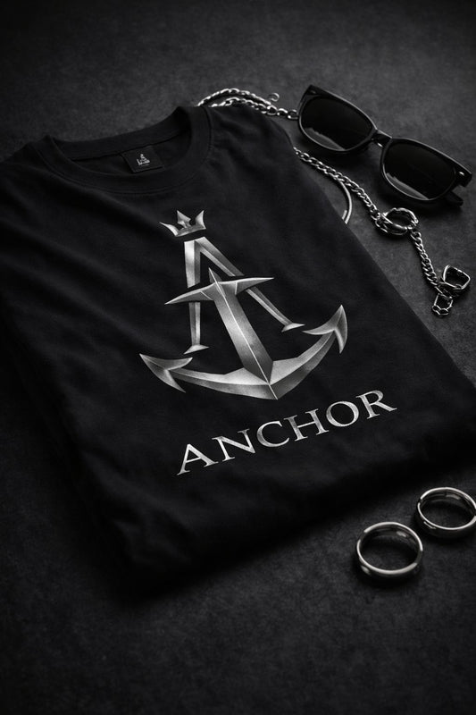 Anchor Signature Oversized T-Shirt – Black