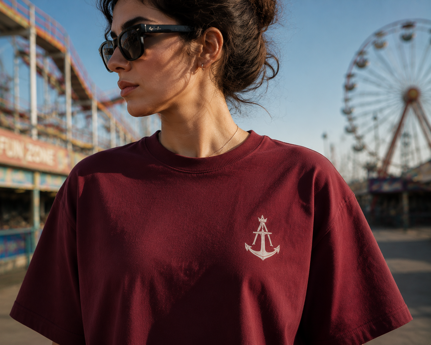 Anchor Burgundy Box Fit T-Shirt – Signature Back Graphic Edition