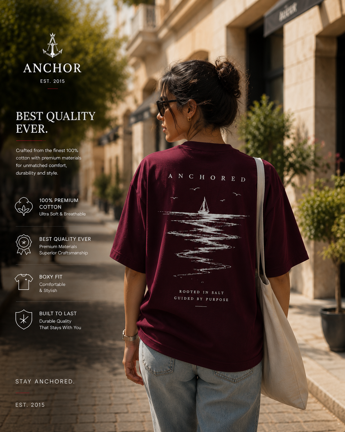 Anchor Women's Anchored Ship Box Fit T-Shirt – Burgundy