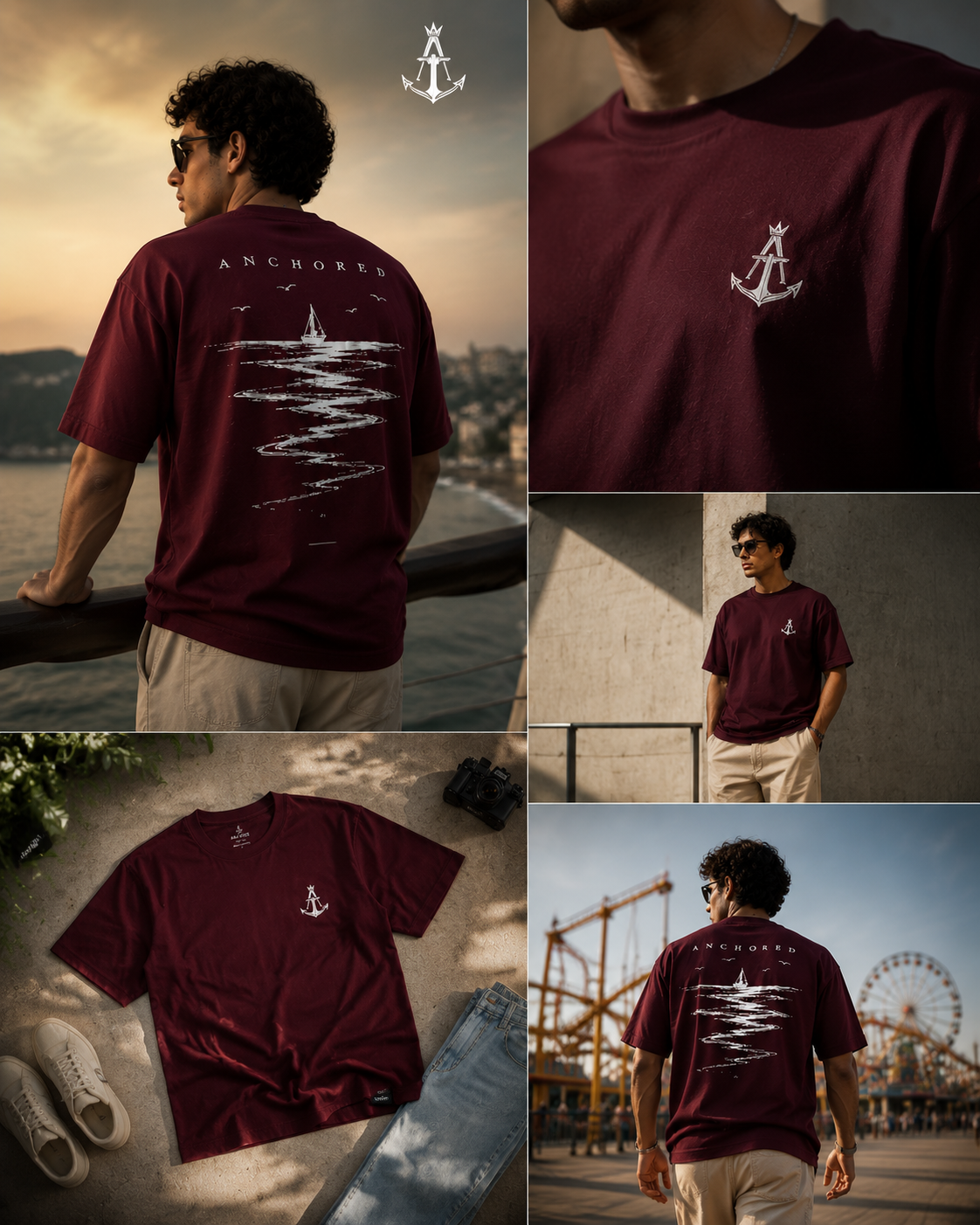 Anchor Essential Box Fit T-Shirt – Burgundy | Premium Heavy Cotton