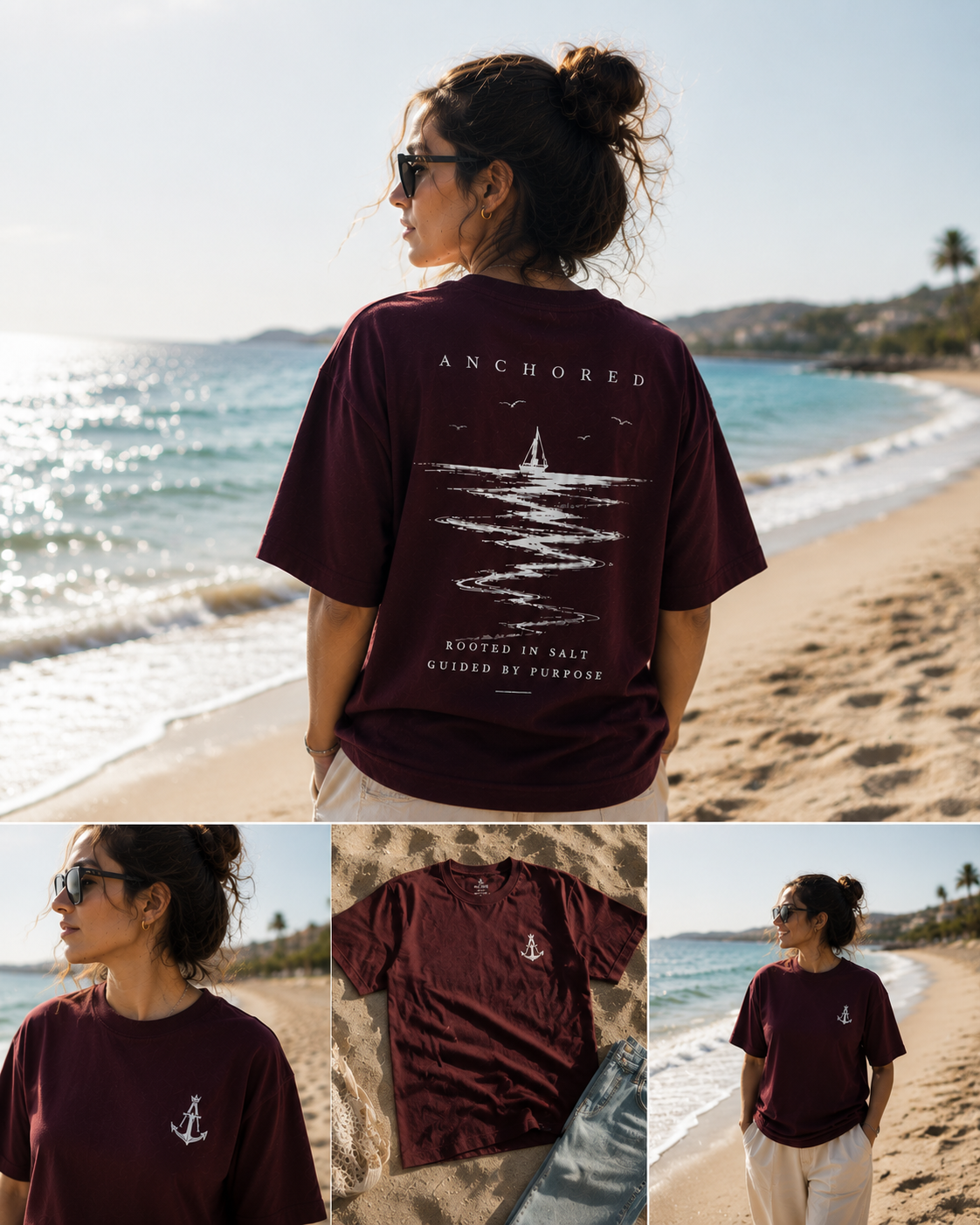 Anchor Women's Anchored Ship Box Fit T-Shirt – Burgundy