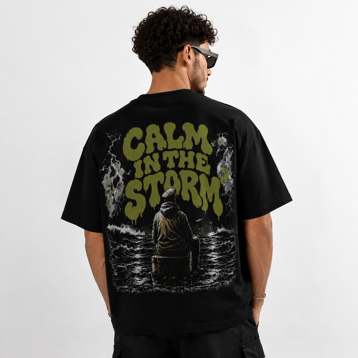 Calm In The Storm Boxy Fit T-Shirt – Premium Heavyweight Oversized Graphic Tee | Black