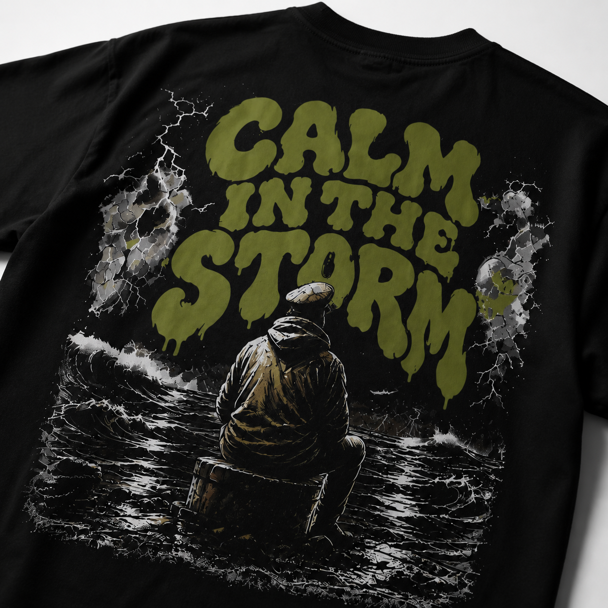 Calm In The Storm Boxy Fit T-Shirt – Premium Heavyweight Oversized Graphic Tee | Black