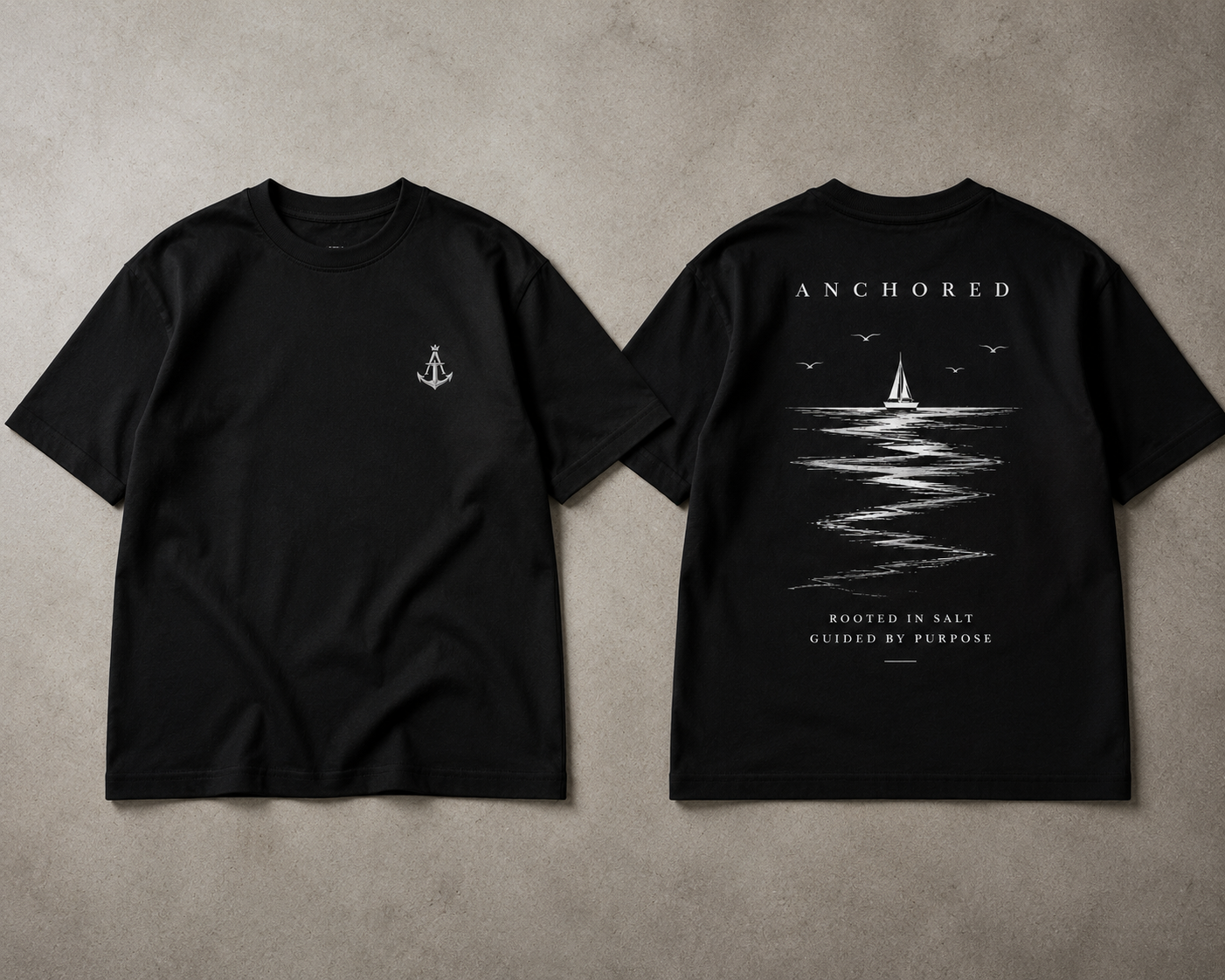 Anchor Anchored Box Fit T-Shirt – Black | Premium Heavyweight Cotton