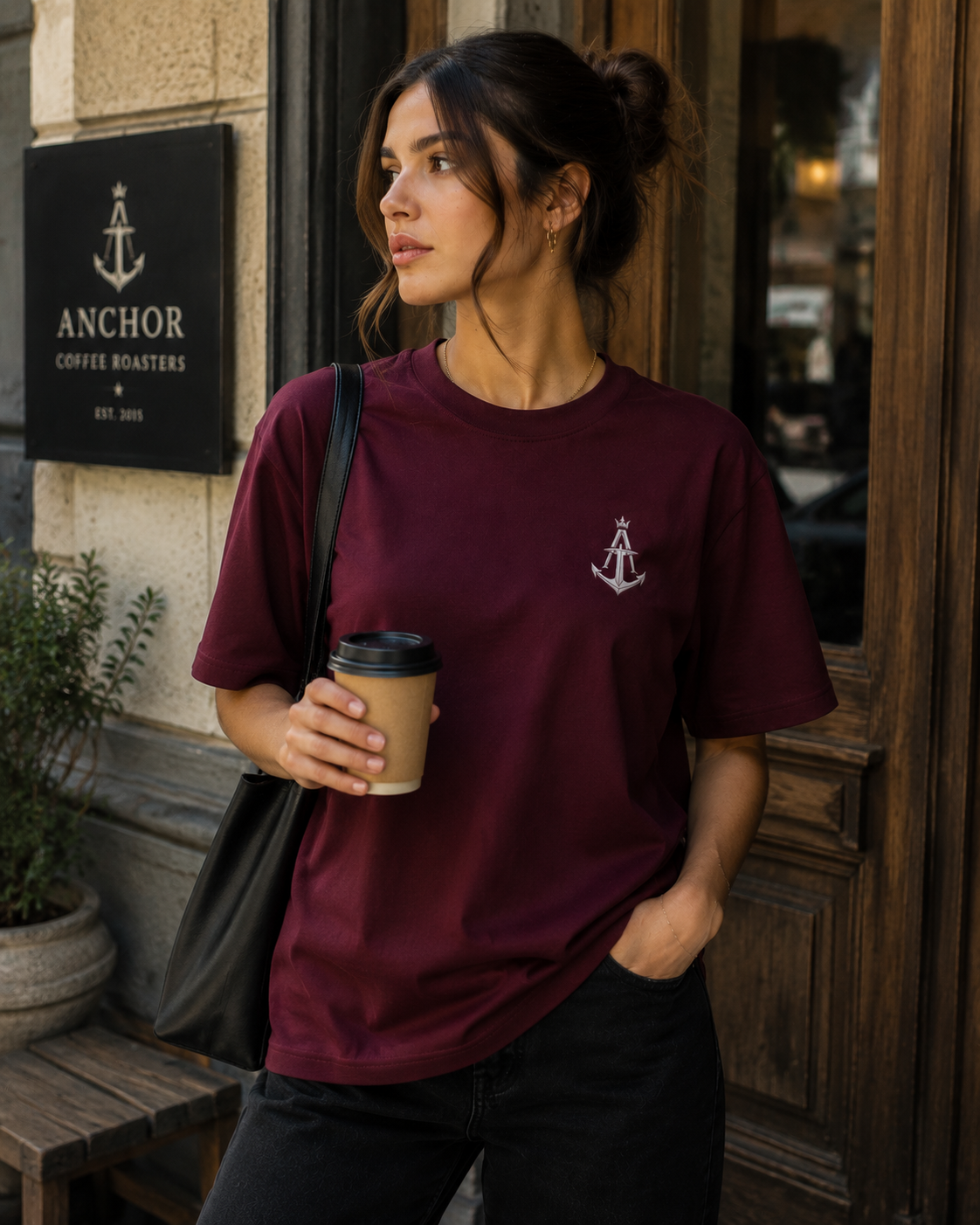 Anchor Burgundy Box Fit T-Shirt – Signature Back Graphic Edition