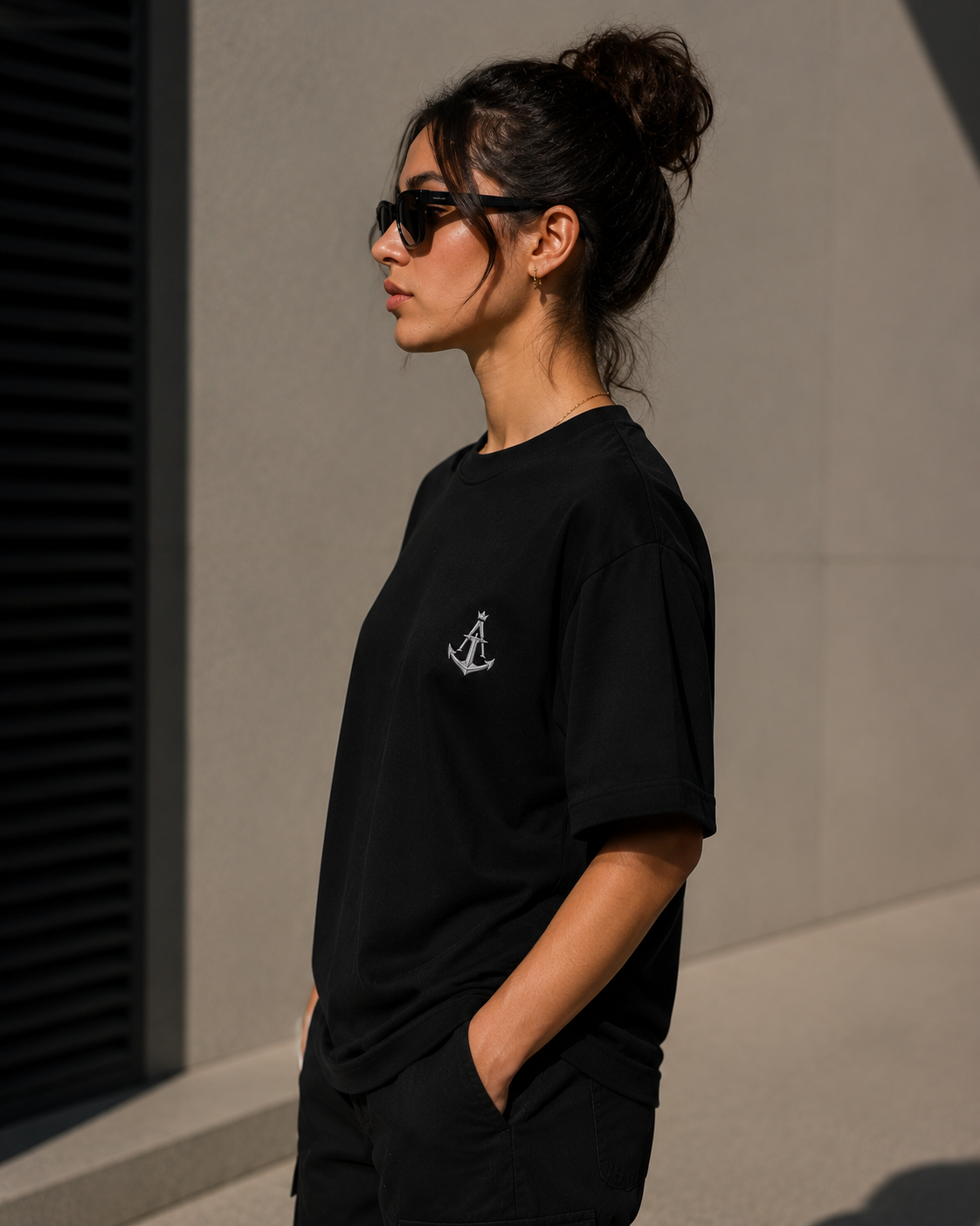 Anchor Anchored Box Fit T-Shirt – Black | Premium Heavyweight Cotton