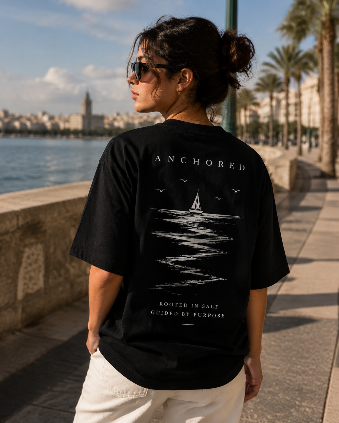 Anchor Anchored Box Fit T-Shirt – Black | Premium Heavyweight Cotton