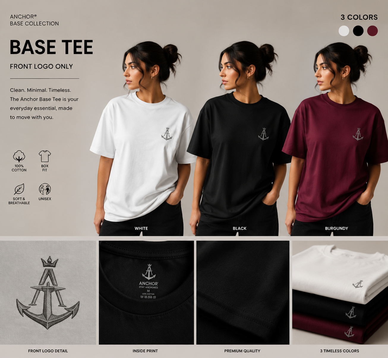 Anchor Essential Base Tee | Premium Box Fit Cotton T-Shirt