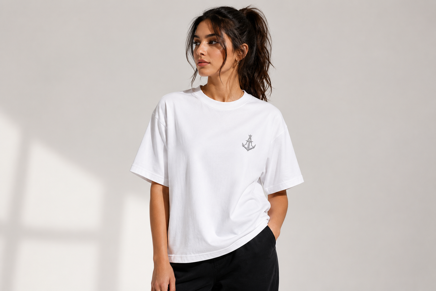 Anchor "The Sea Knows" Boxy Fit T-Shirt – White | Premium Heavyweight Cotton |