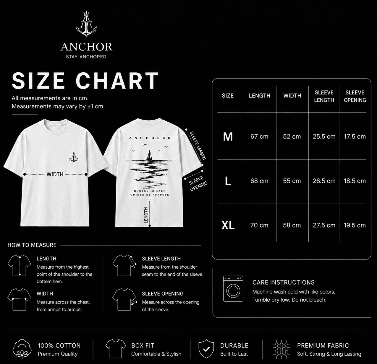 Anchored Sailboat Box Fit T-Shirt – White | Premium Heavy Cotton