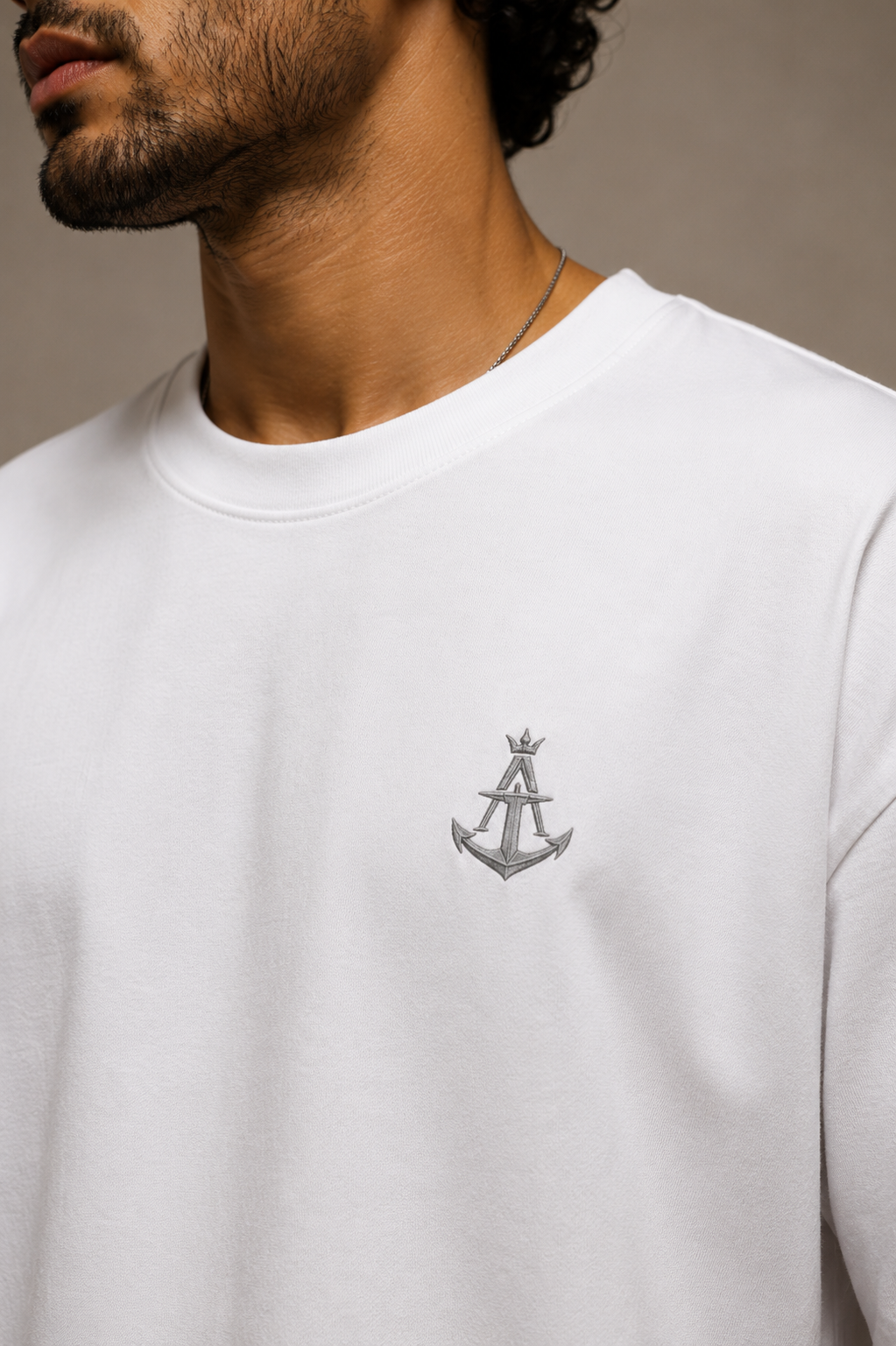 Anchored Sailboat Box Fit T-Shirt – White | Premium Heavy Cotton