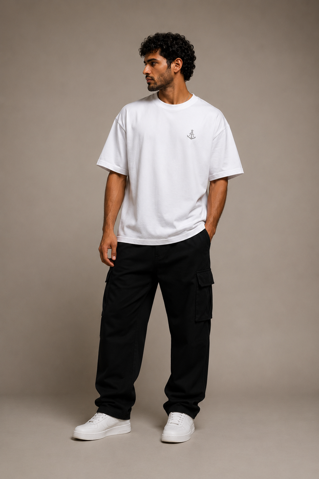 Anchored Sailboat Box Fit T-Shirt – White | Premium Heavy Cotton