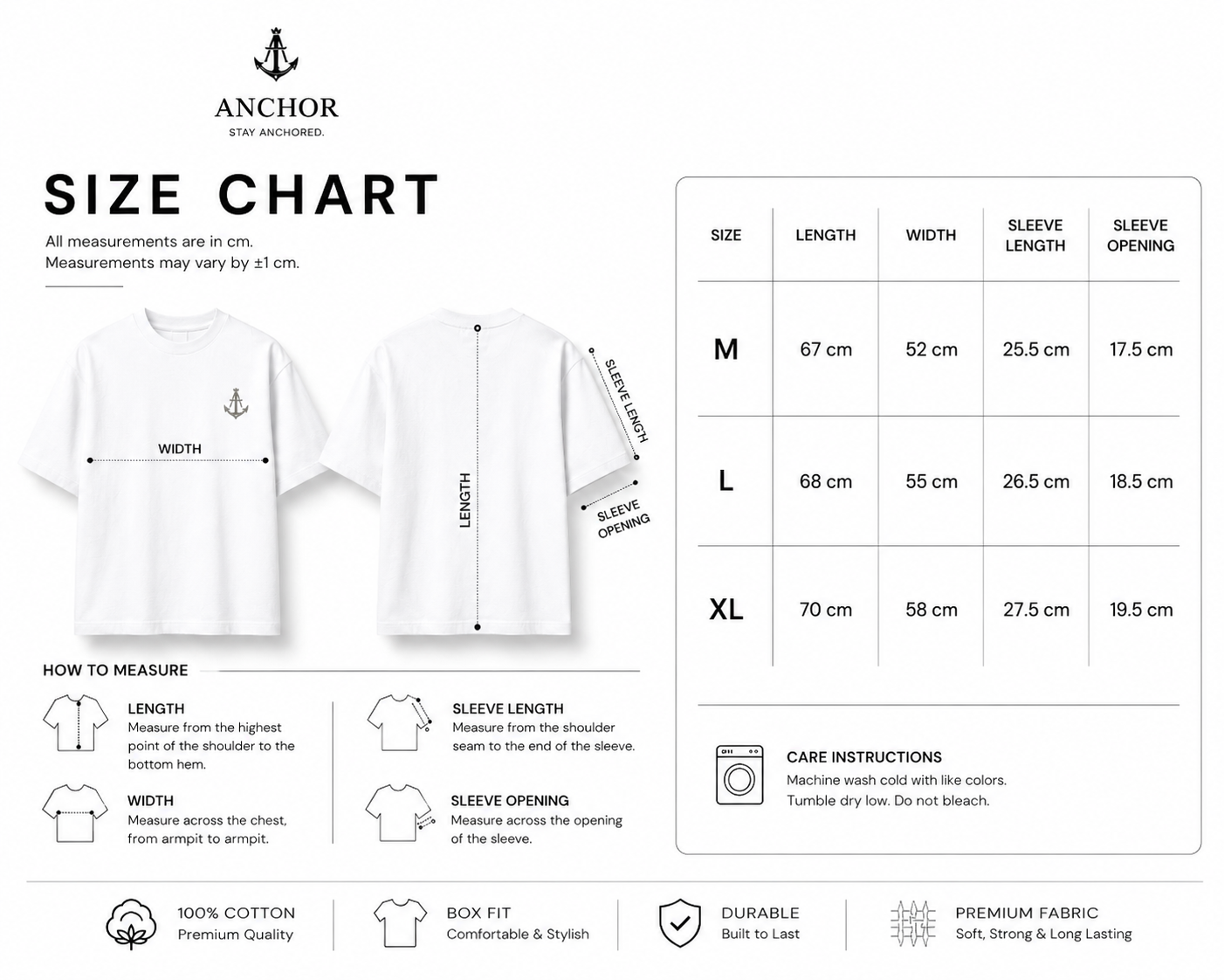 Anchor Signature Boxy T-Shirt – White | Premium Heavyweight Cotton
