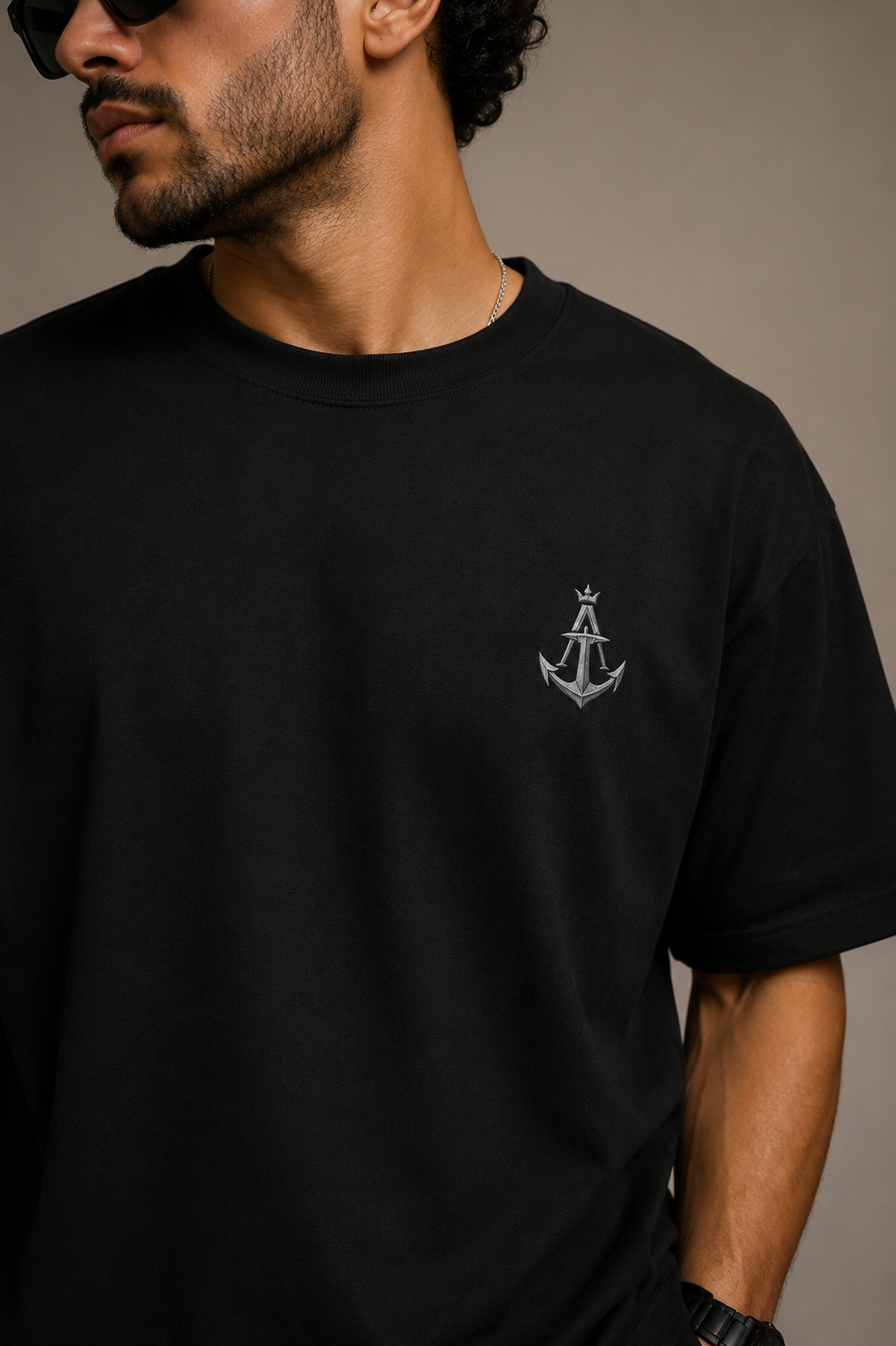 Anchor First Drop: Signature Box Fit Tee – Black