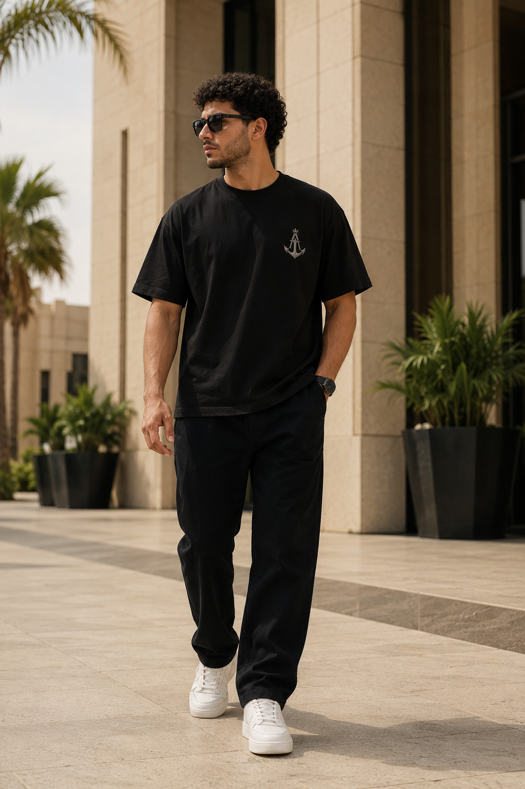 Anchor First Drop: Signature Box Fit Tee – Black