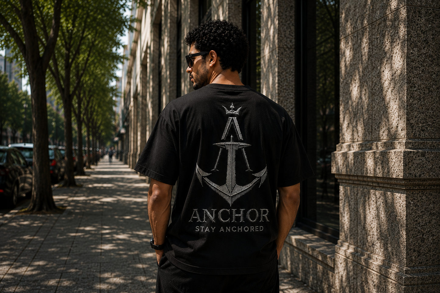 Anchor First Drop: Signature Box Fit Tee – Black