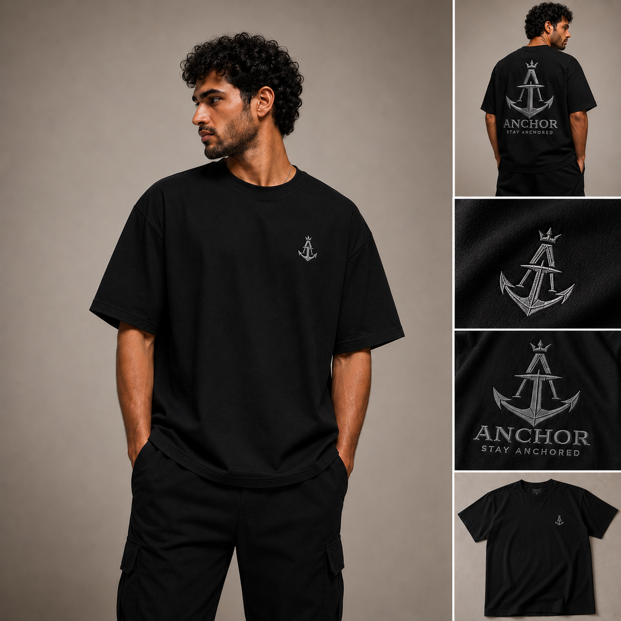 Anchor First Drop: Signature Box Fit Tee – Black