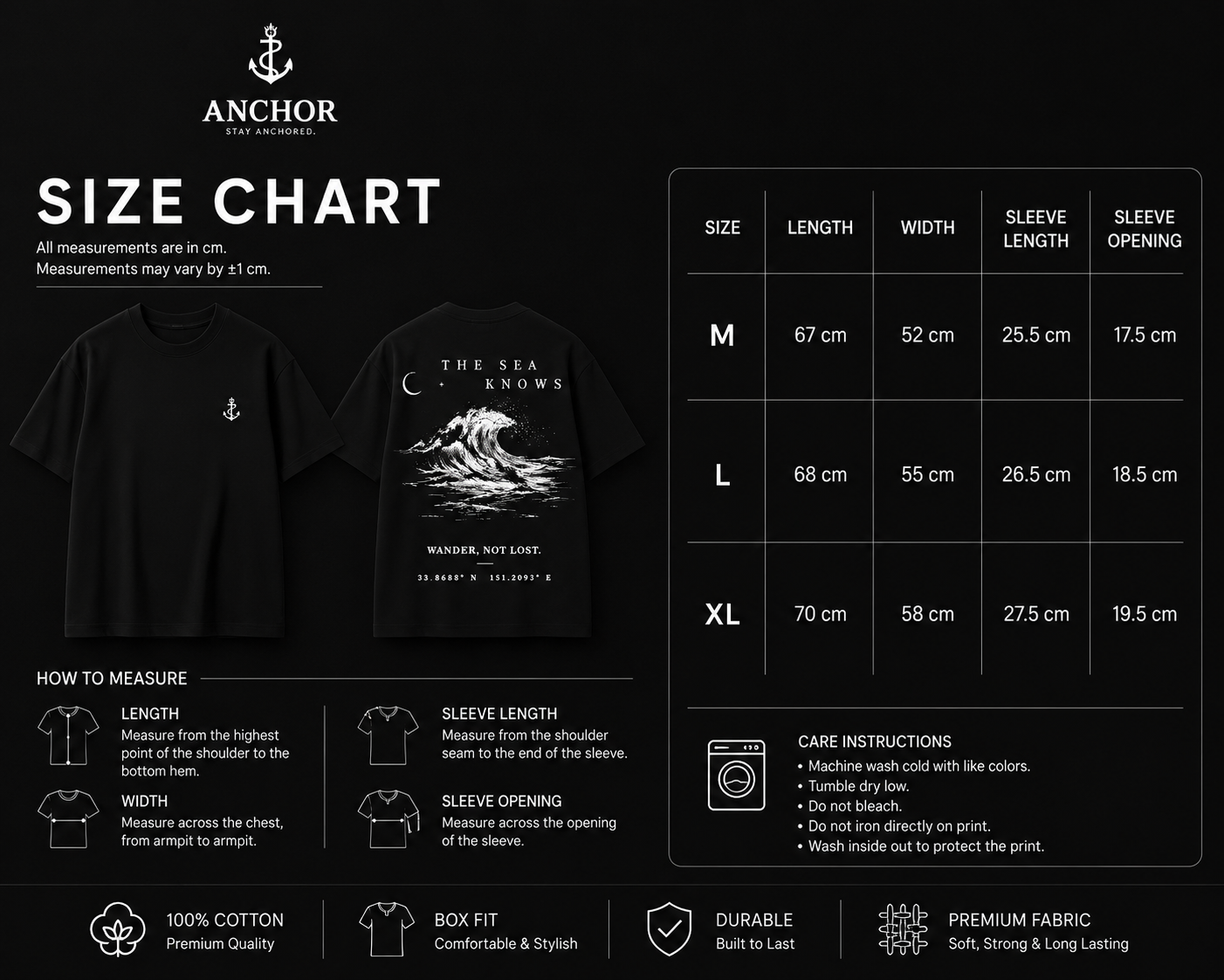 The Sea Knows — Premium Boxy Fit T-Shirt | Black
