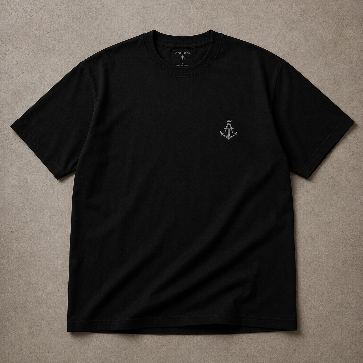 Anchor First Drop: Signature Box Fit Tee – Black