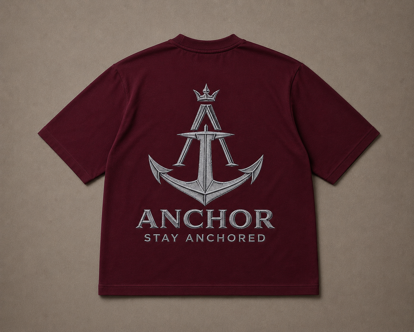 Anchor Premium Box Fit Tee – Burgundy