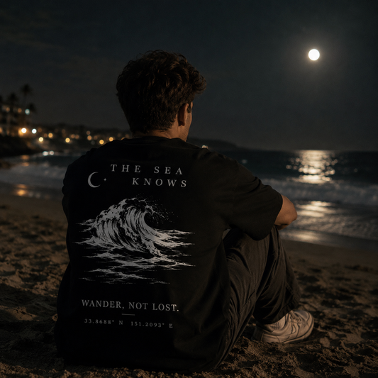 The Sea Knows — Premium Boxy Fit T-Shirt | Black