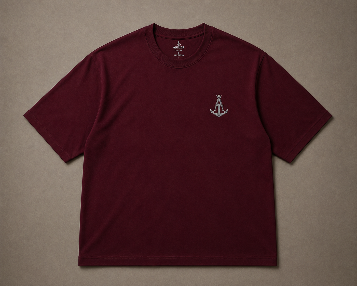 Anchor Premium Box Fit Tee – Burgundy