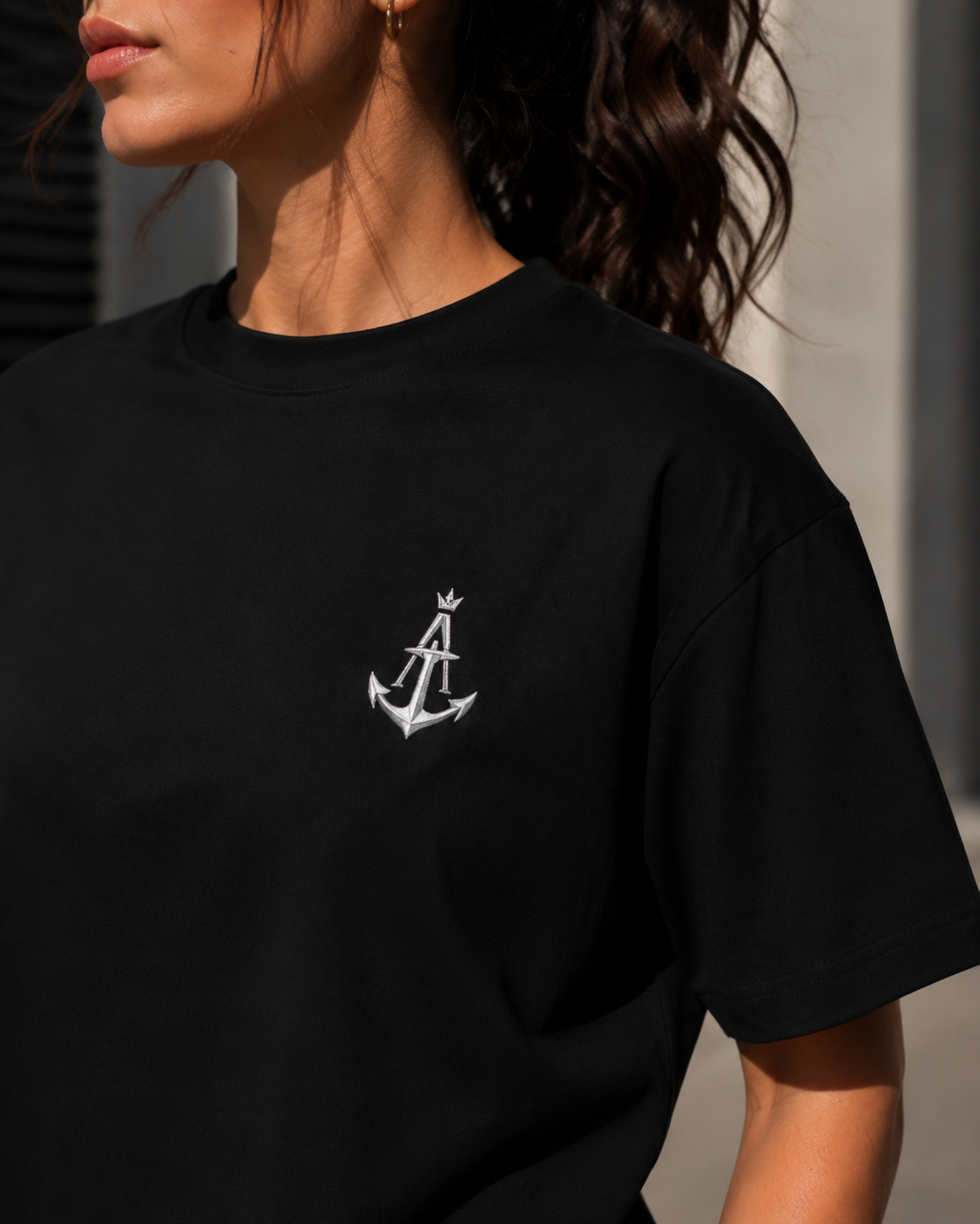Anchor Anchored Box Fit T-Shirt – Black | Premium Heavyweight Cotton