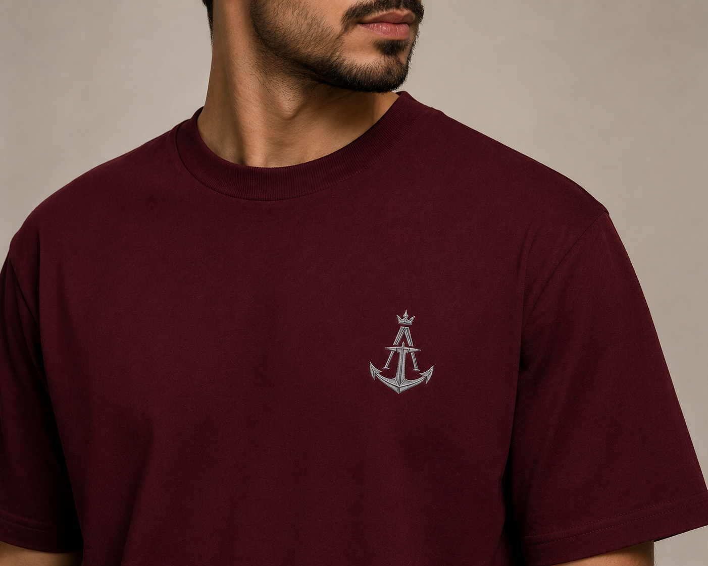 Anchor Premium Box Fit Tee – Burgundy