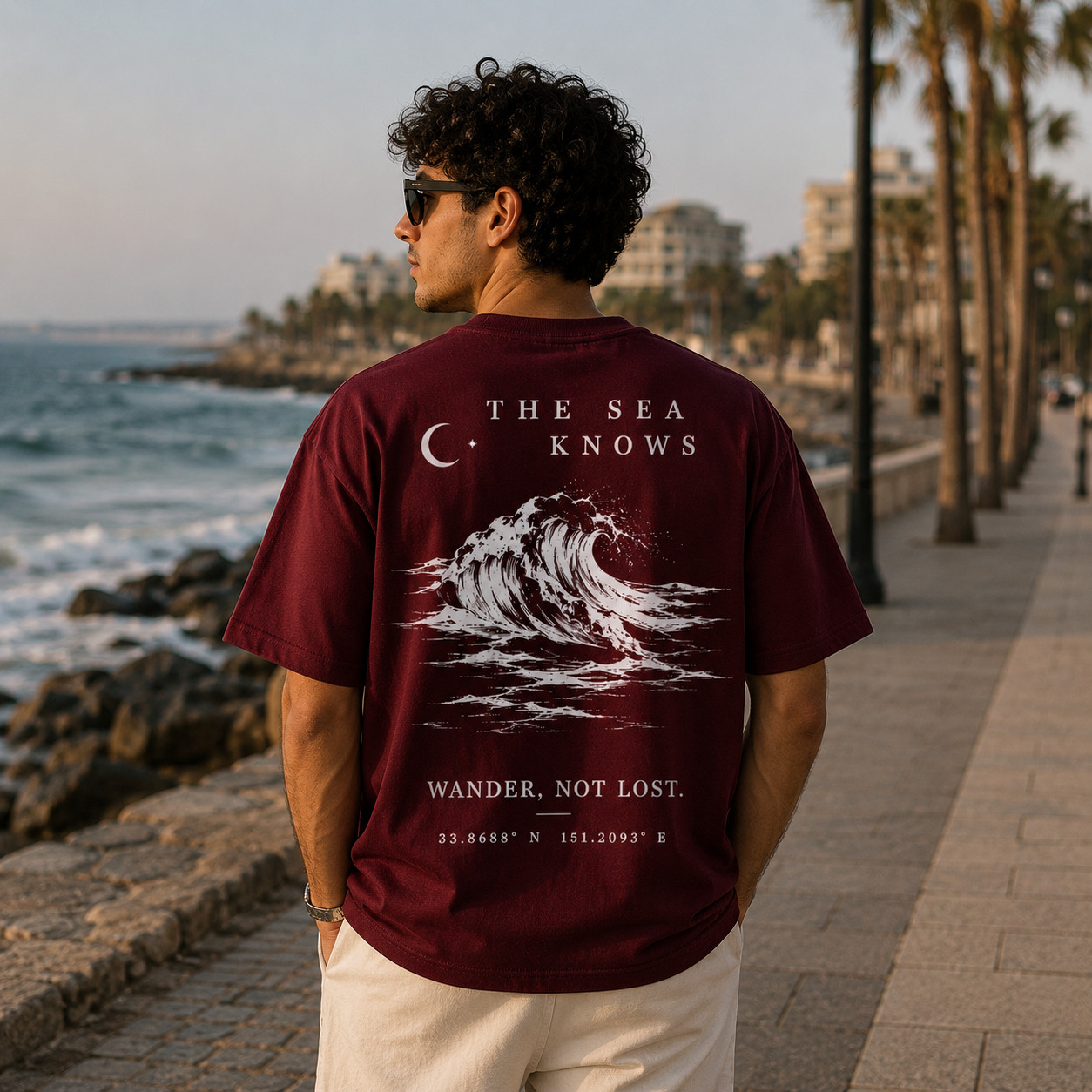 Anchor "The Sea Knows" Boxy Fit T-Shirt – Premium Heavy Cotton | Burgundy