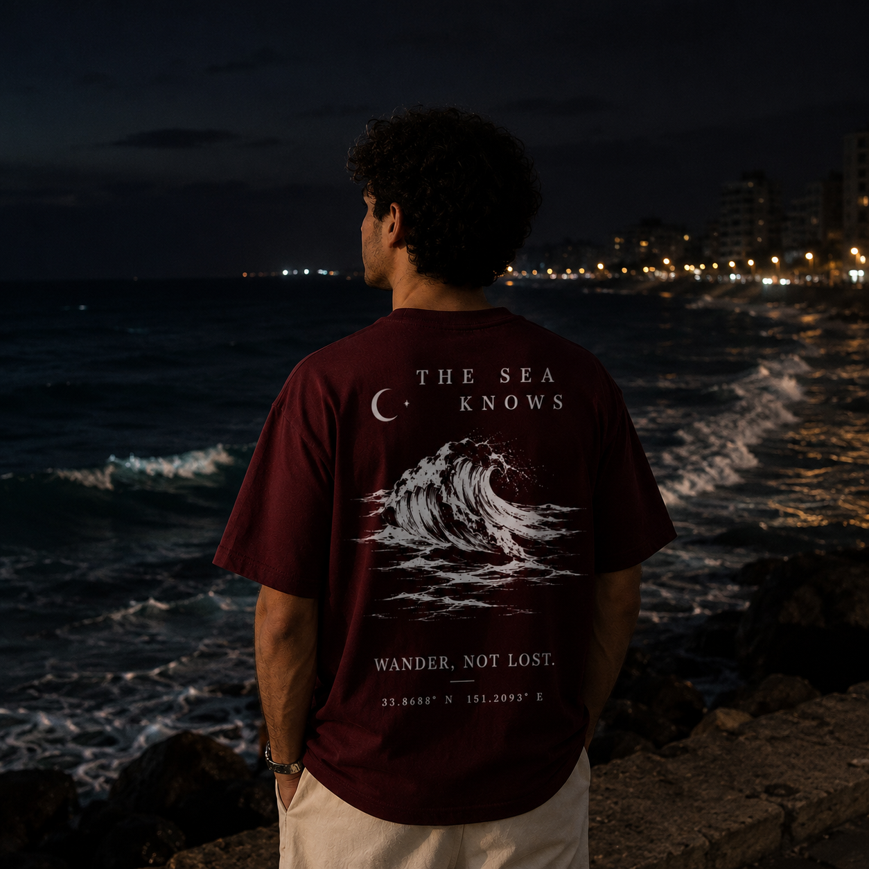 Anchor "The Sea Knows" Boxy Fit T-Shirt – Premium Heavy Cotton | Burgundy