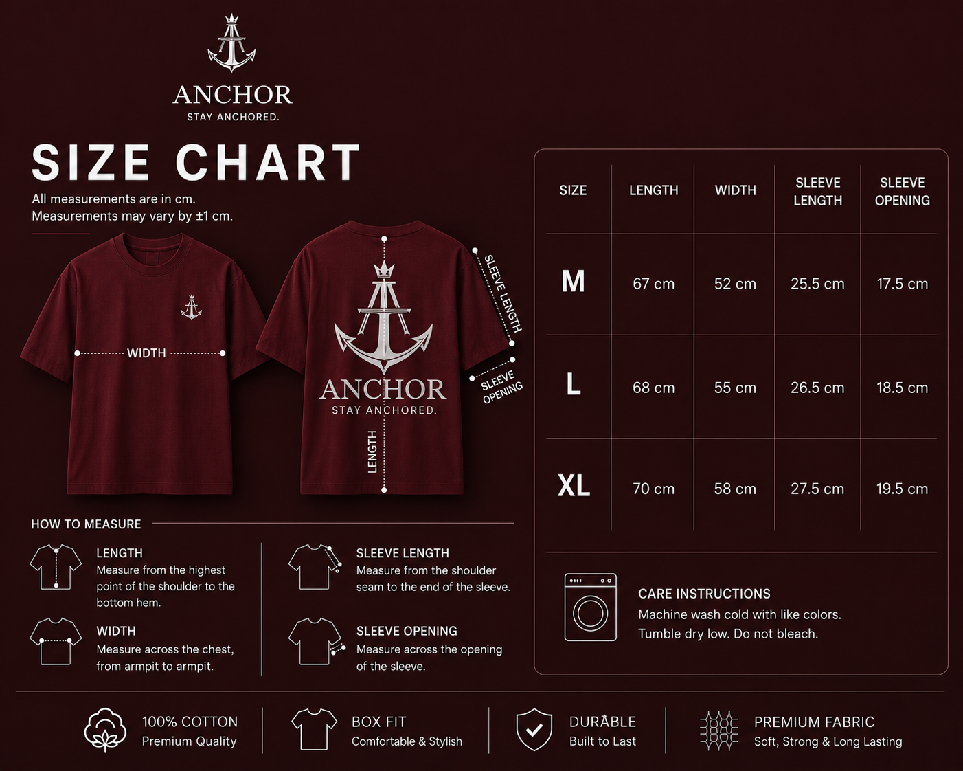 Anchor Burgundy Box Fit T-Shirt – Signature Back Graphic Edition
