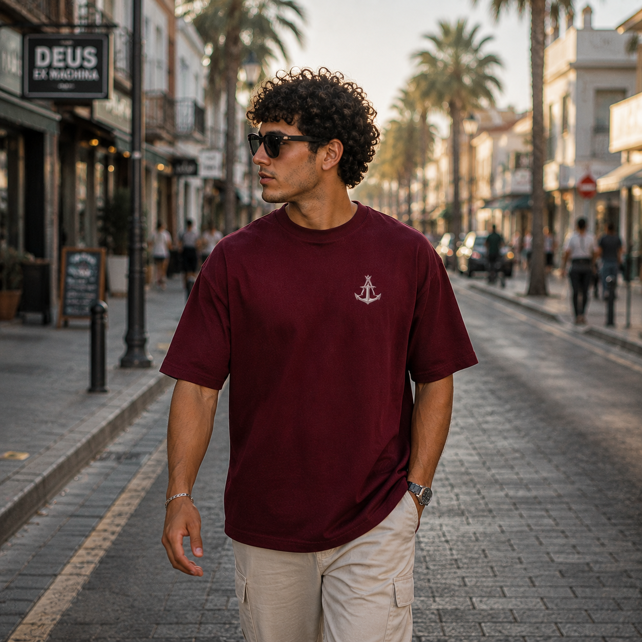 Anchor "The Sea Knows" Boxy Fit T-Shirt – Premium Heavy Cotton | Burgundy