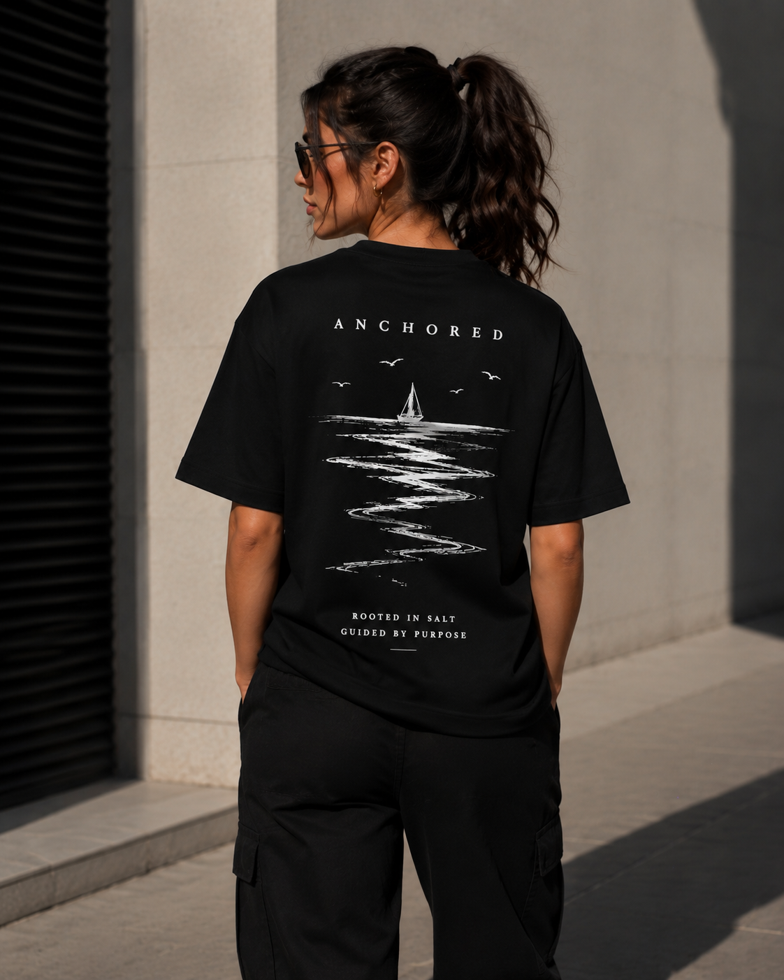 Anchor Anchored Box Fit T-Shirt – Black | Premium Heavyweight Cotton