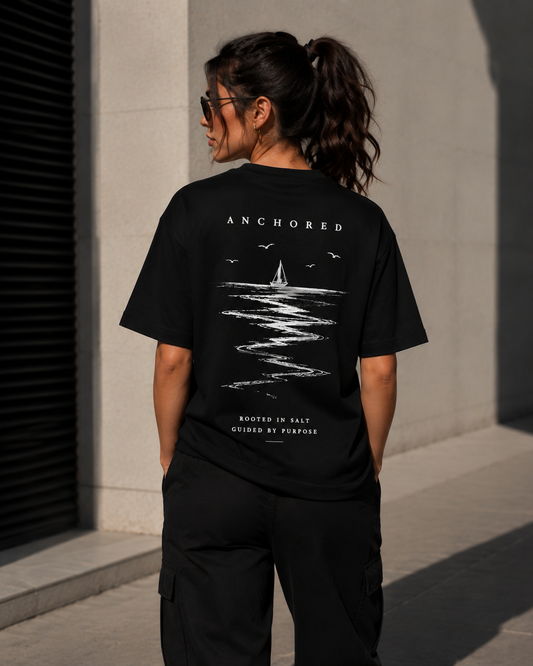 Anchor Anchored Box Fit T-Shirt – Black | Premium Heavyweight Cotton