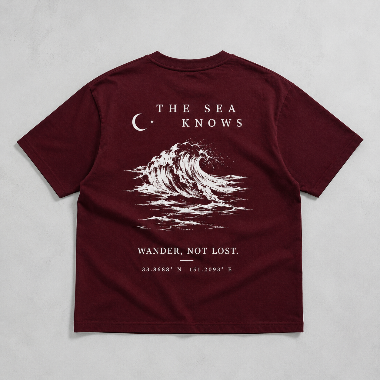 Anchor “The Sea Knows” Boxy Fit T-Shirt – Burgundy