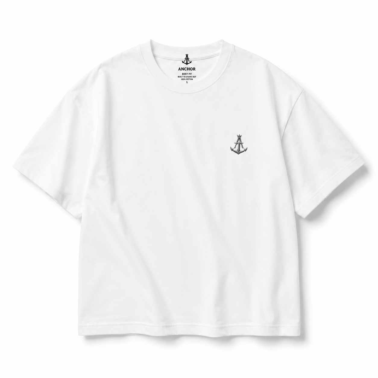 Anchor "The Sea Knows" Boxy Fit T-Shirt – White | Premium Heavyweight Cotton |