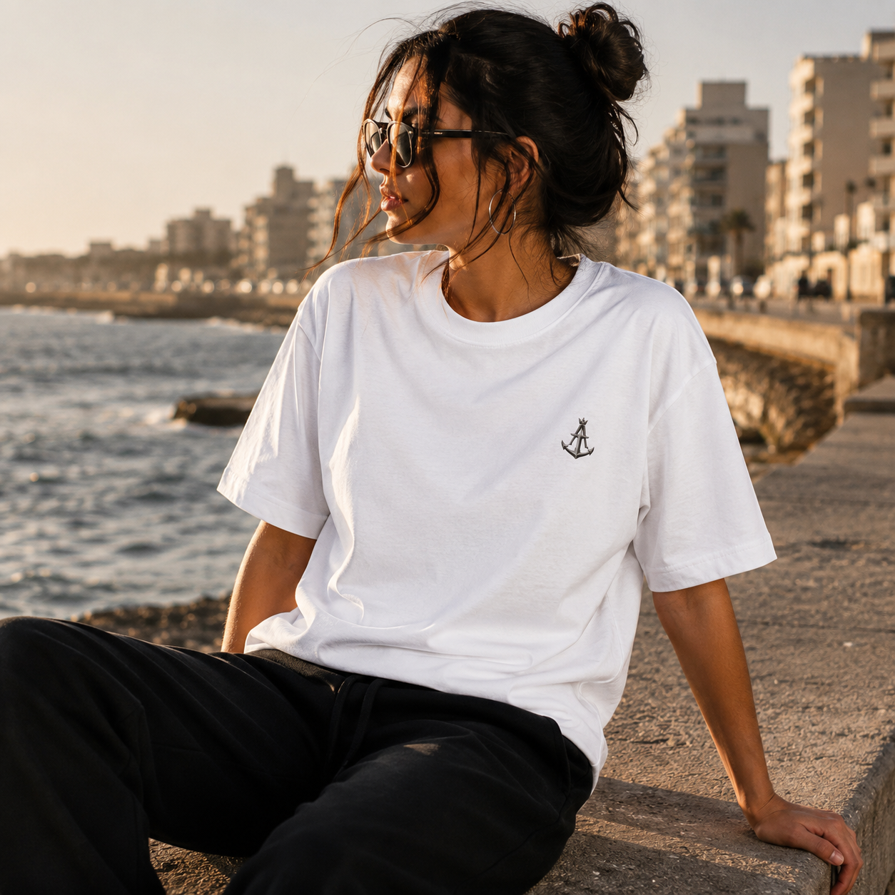 Anchor "The Sea Knows" Boxy Fit T-Shirt – White | Premium Heavyweight Cotton |