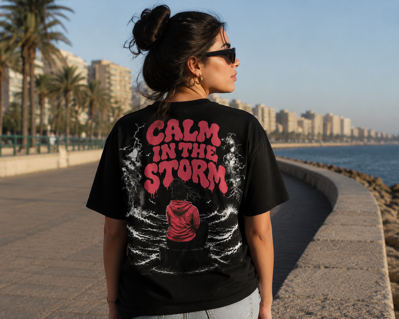 Anchor™ Calm in the Storm Box Fit Graphic T-Shirt for Women – Black