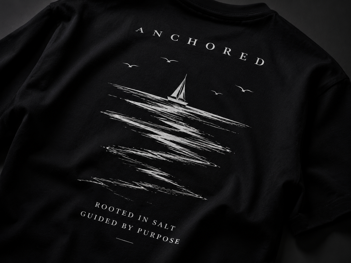 Anchor Anchored Box Fit T-Shirt – Black | Premium Heavyweight Cotton