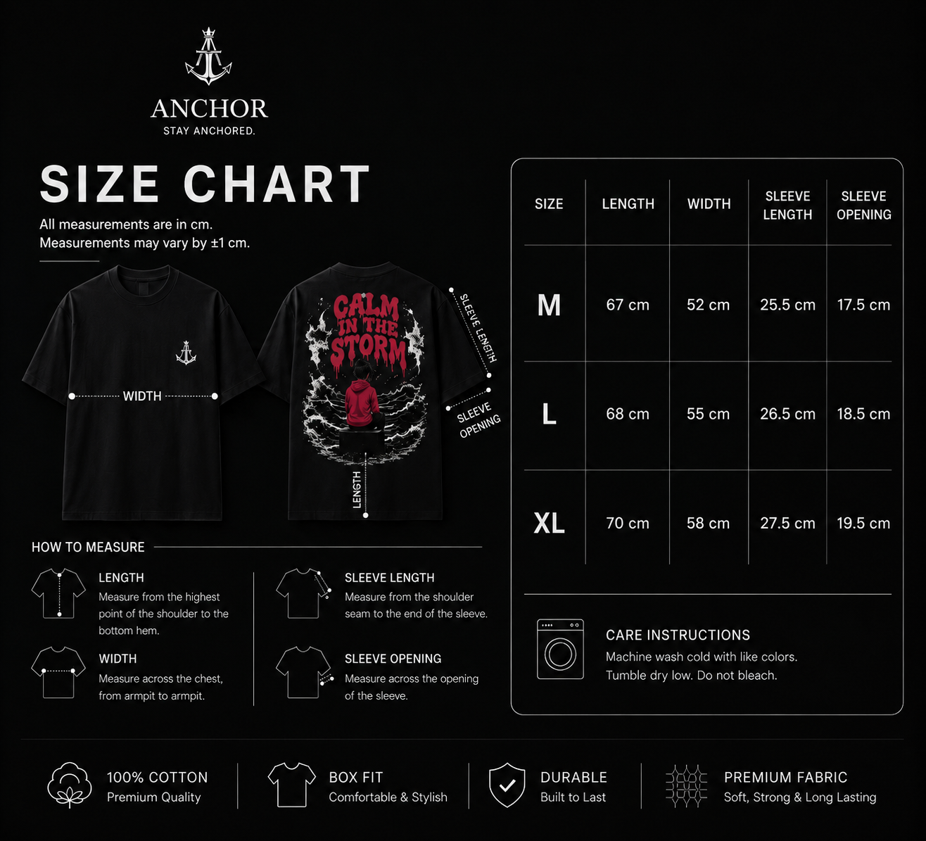 Anchor™ Calm in the Storm Box Fit Graphic T-Shirt for Women – Black
