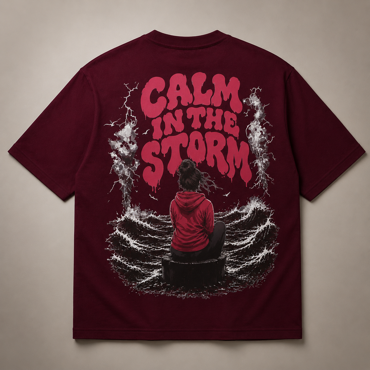 Anchor Women's Calm In The Storm Box Fit T-Shirt – Burgundy