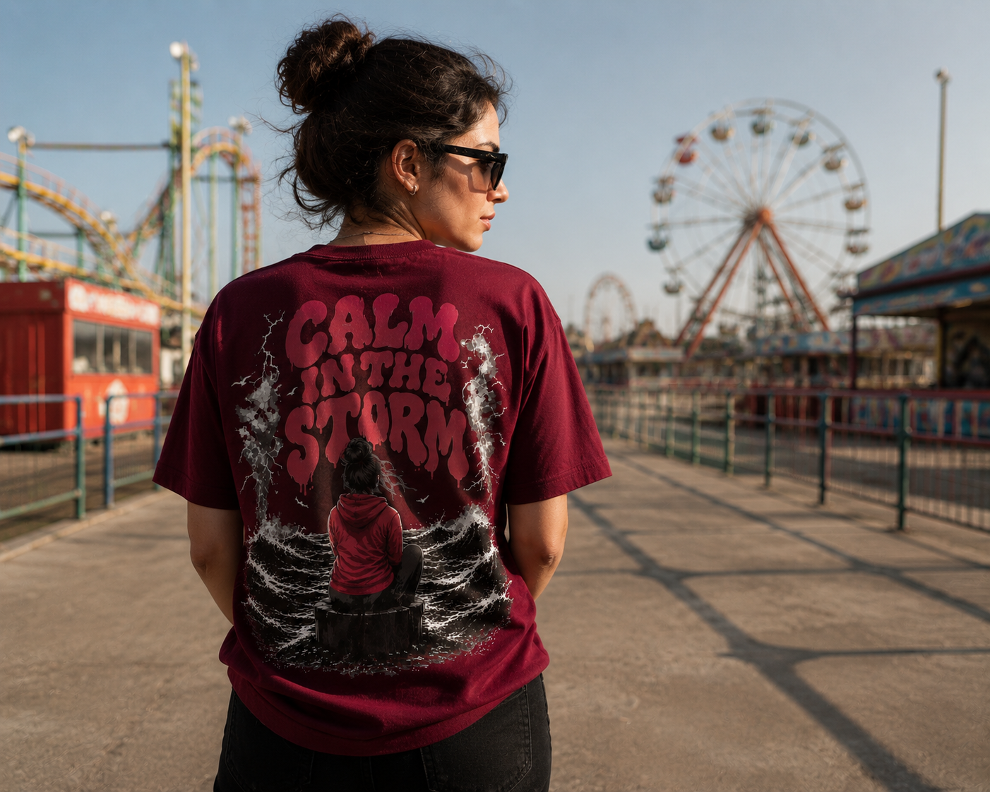 Anchor Women's Calm In The Storm Box Fit T-Shirt – Burgundy